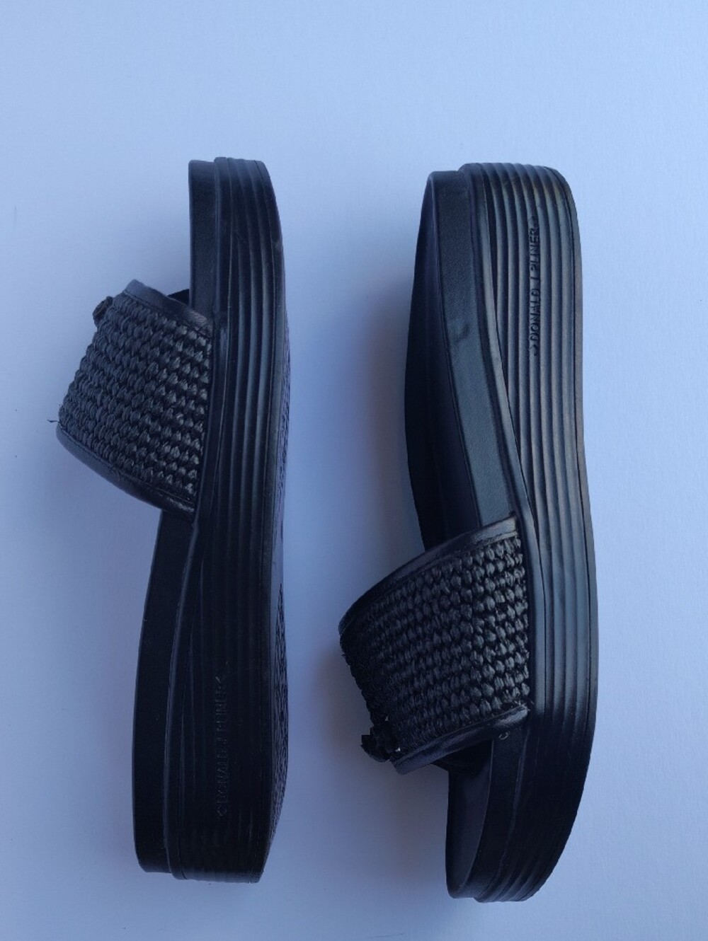 Donald J. Pliner Black Woven Slide Mules with Metallic Accent - Picture 6 of 7